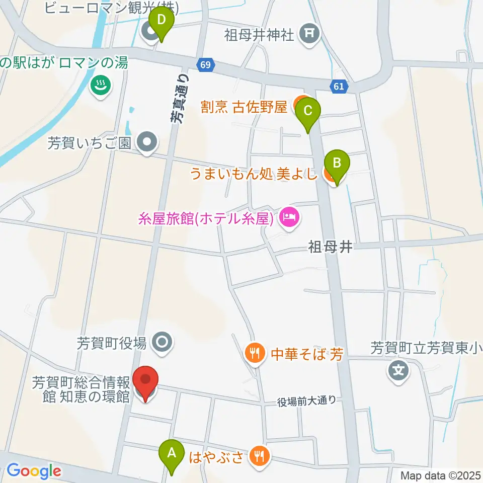 芳賀町総合情報館 知恵の環館周辺のカフェ一覧地図