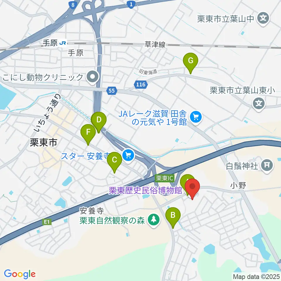 栗東歴史民俗博物館周辺のカフェ一覧地図