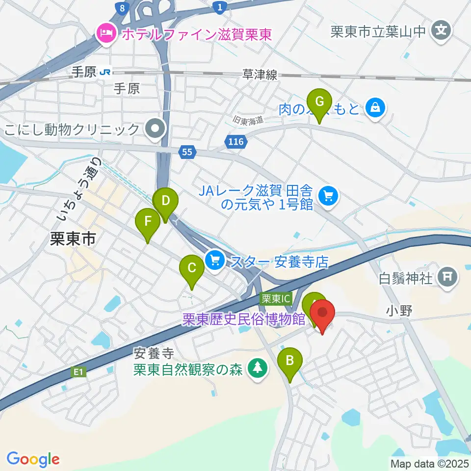 栗東歴史民俗博物館周辺のカフェ一覧地図