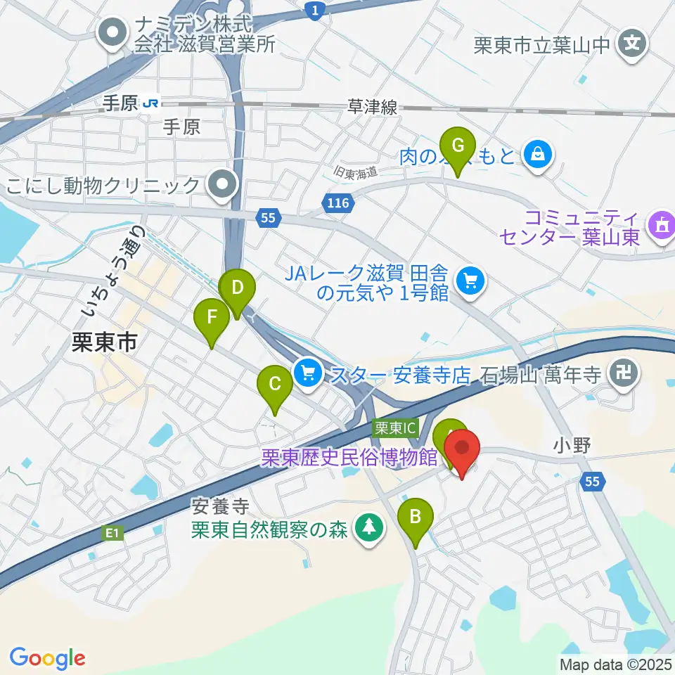 栗東歴史民俗博物館周辺のカフェ一覧地図