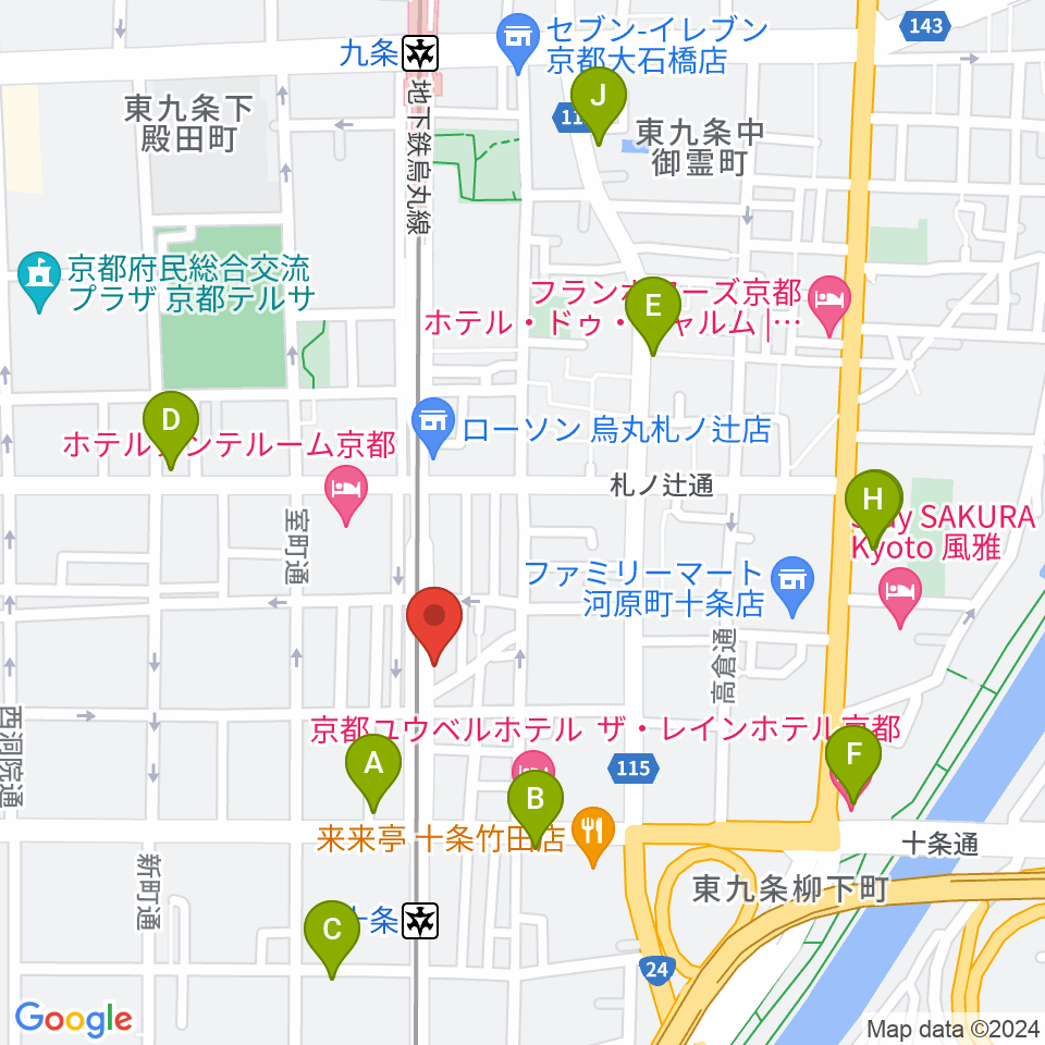マザーシップスタジオ周辺のカフェ一覧地図