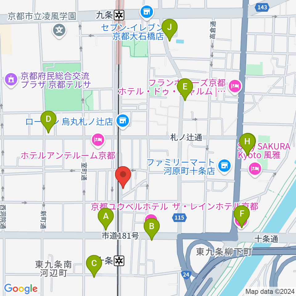 マザーシップスタジオ周辺のカフェ一覧地図