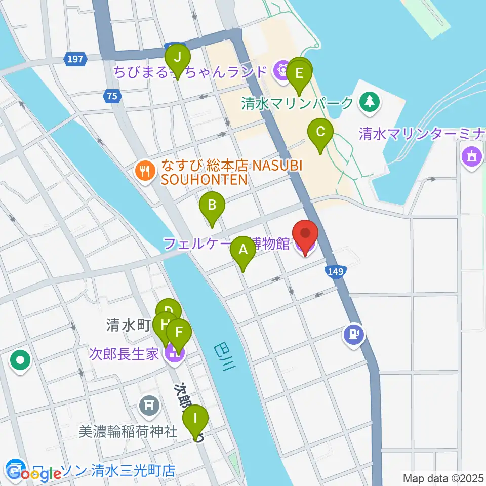 フェルケール博物館周辺のカフェ一覧地図