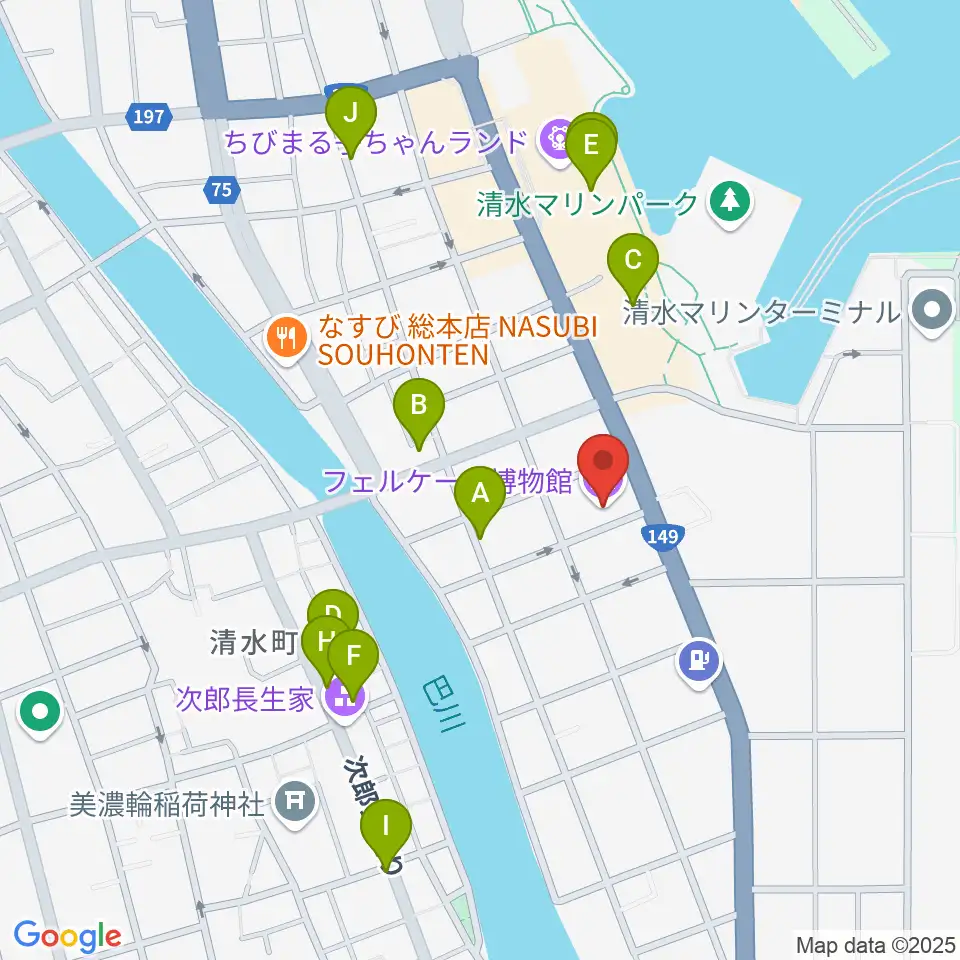 フェルケール博物館周辺のカフェ一覧地図
