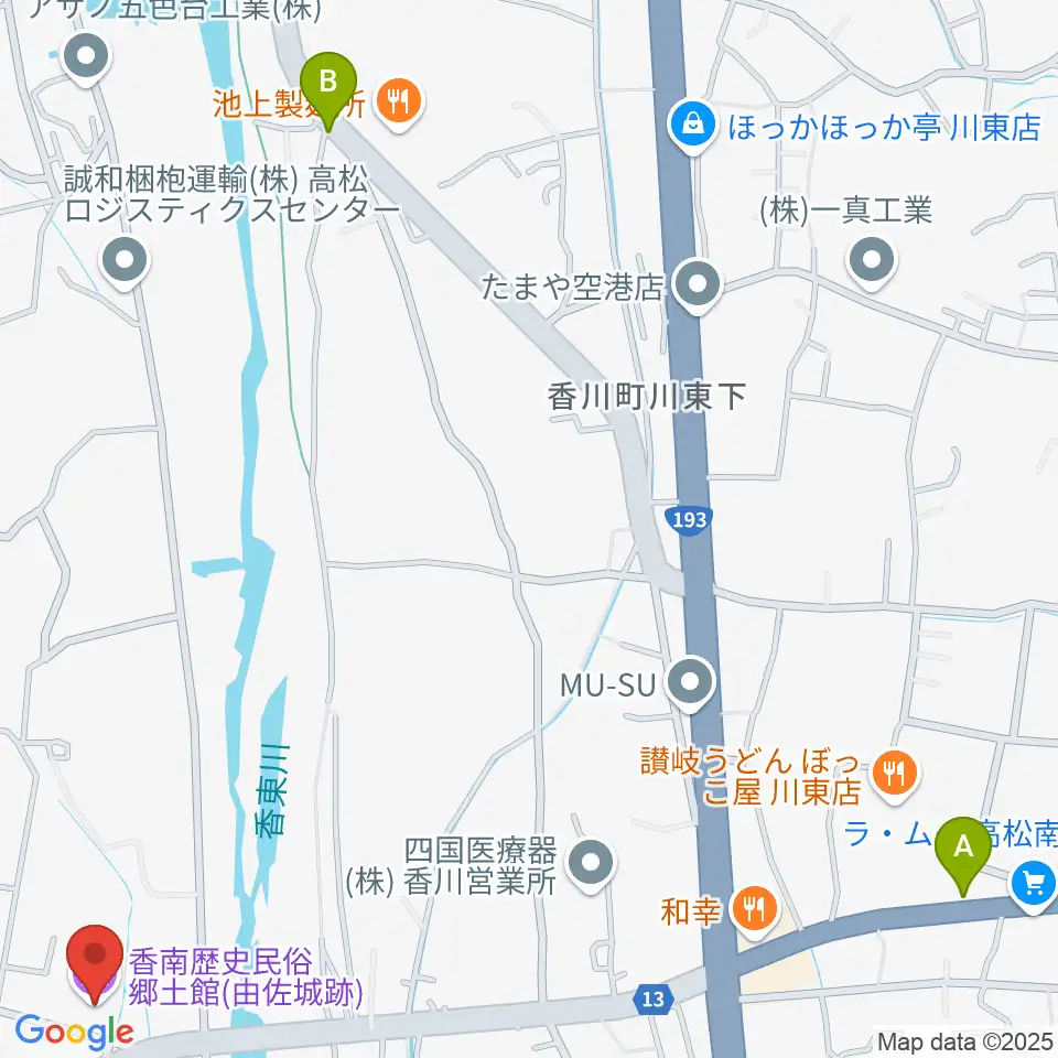 高松市香南歴史民俗郷土館周辺のカフェ一覧地図