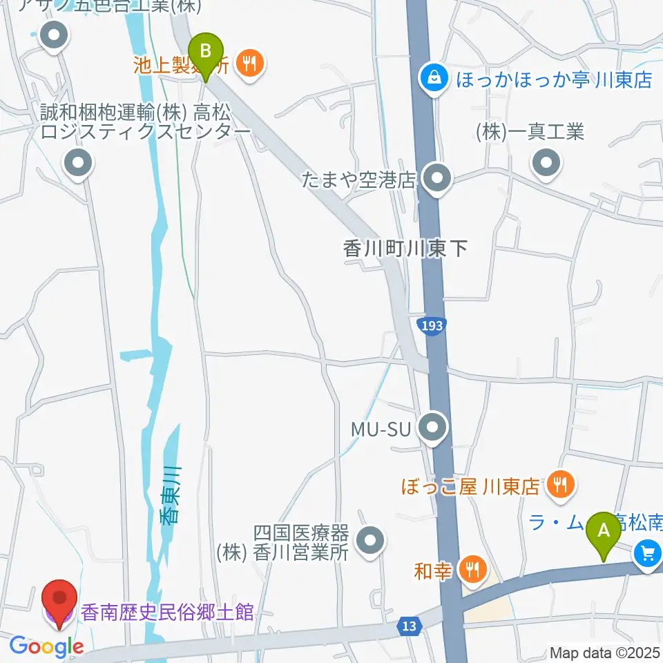 高松市香南歴史民俗郷土館周辺のカフェ一覧地図