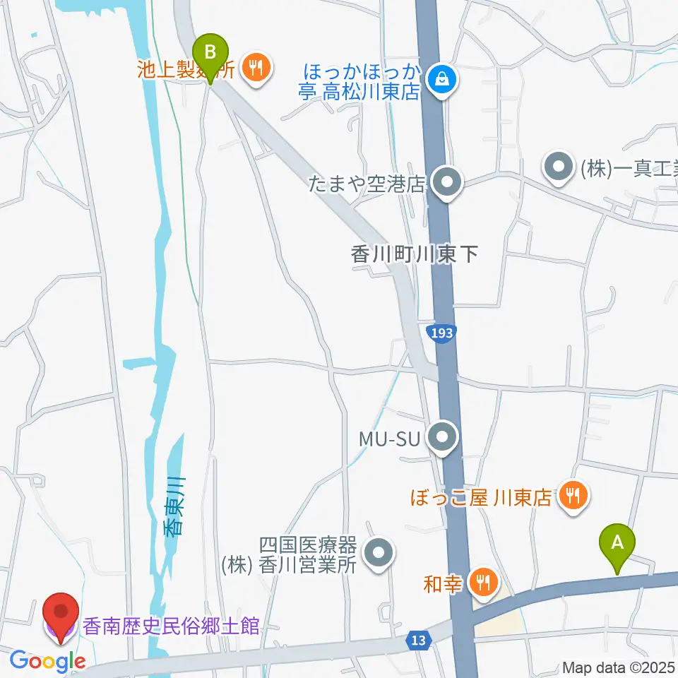 高松市香南歴史民俗郷土館周辺のカフェ一覧地図