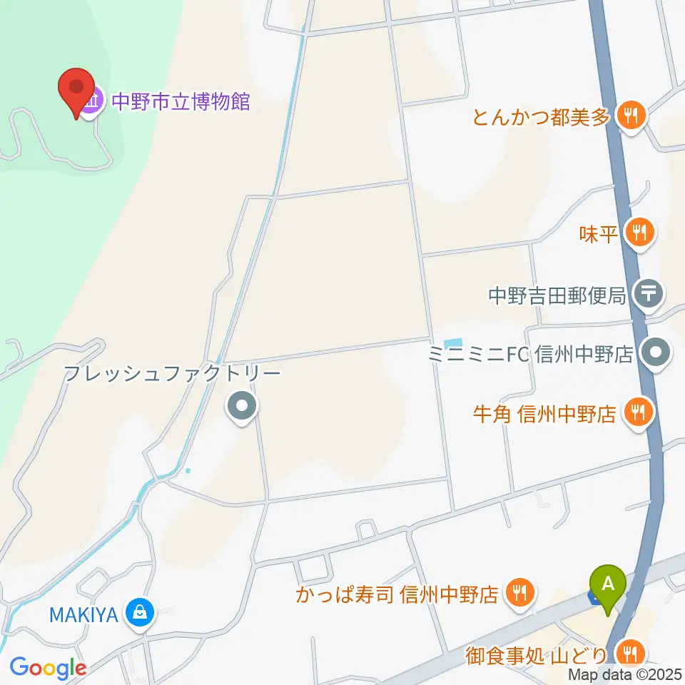 中野市立博物館周辺のカフェ一覧地図