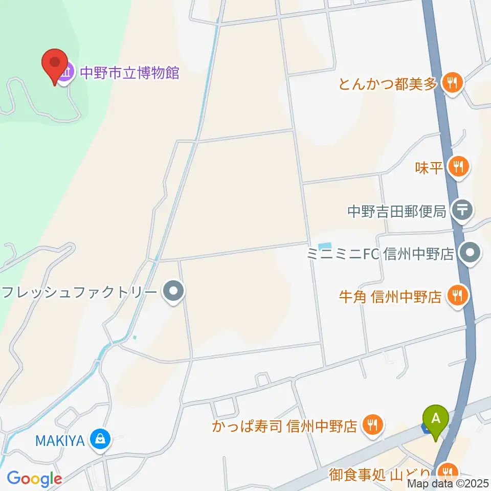 中野市立博物館周辺のカフェ一覧地図