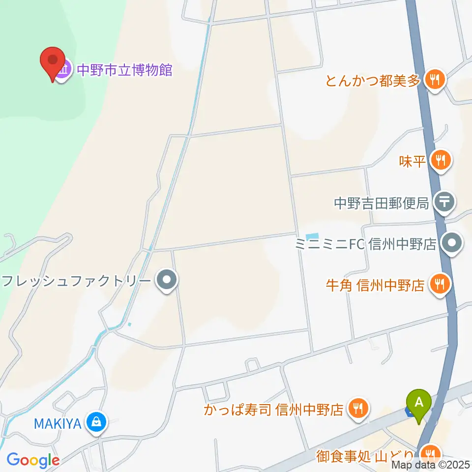 中野市立博物館周辺のカフェ一覧地図