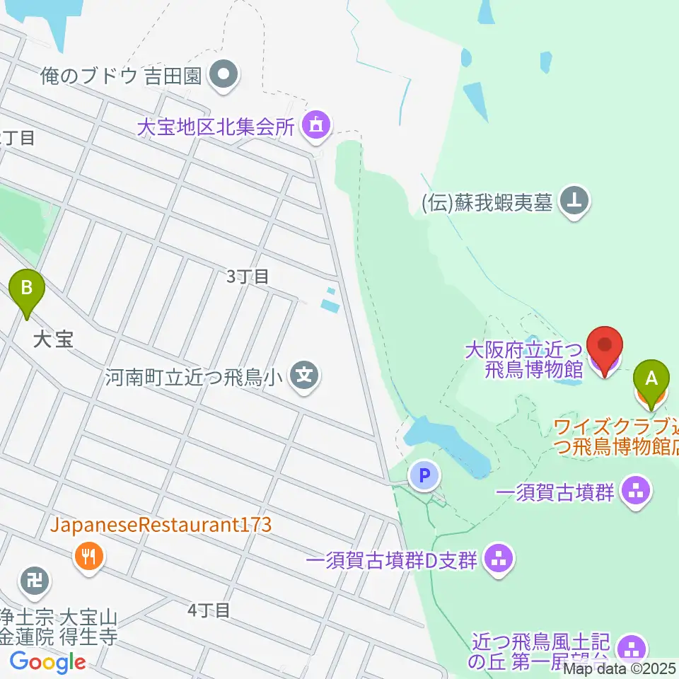 大阪府立近つ飛鳥博物館周辺のカフェ一覧地図