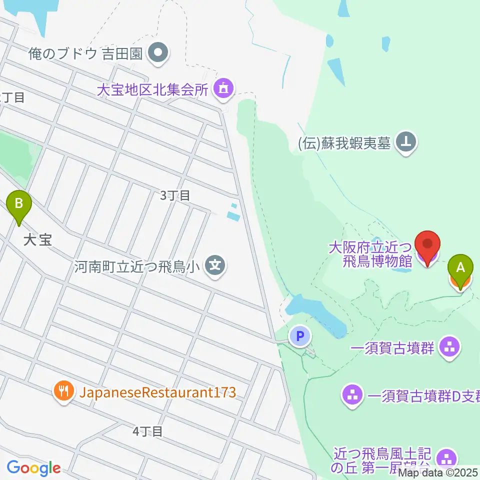 大阪府立近つ飛鳥博物館周辺のカフェ一覧地図