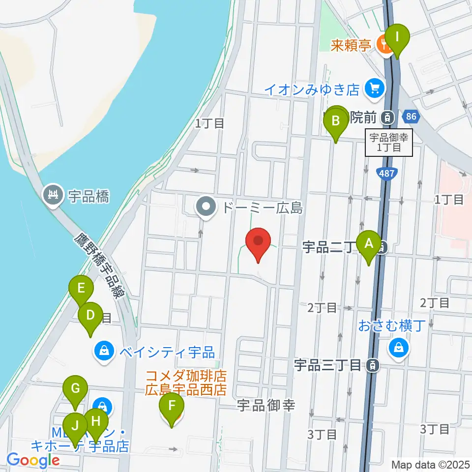 広島市郷土資料館周辺のカフェ一覧地図