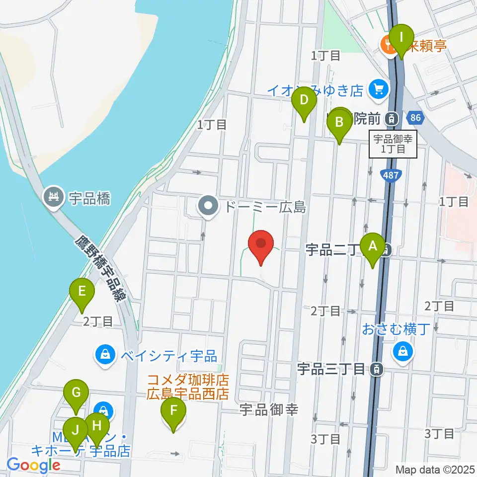 広島市郷土資料館周辺のカフェ一覧地図