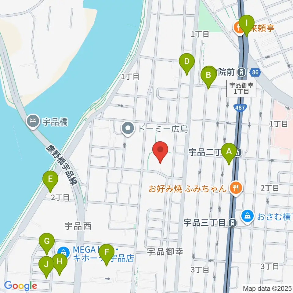 広島市郷土資料館周辺のカフェ一覧地図