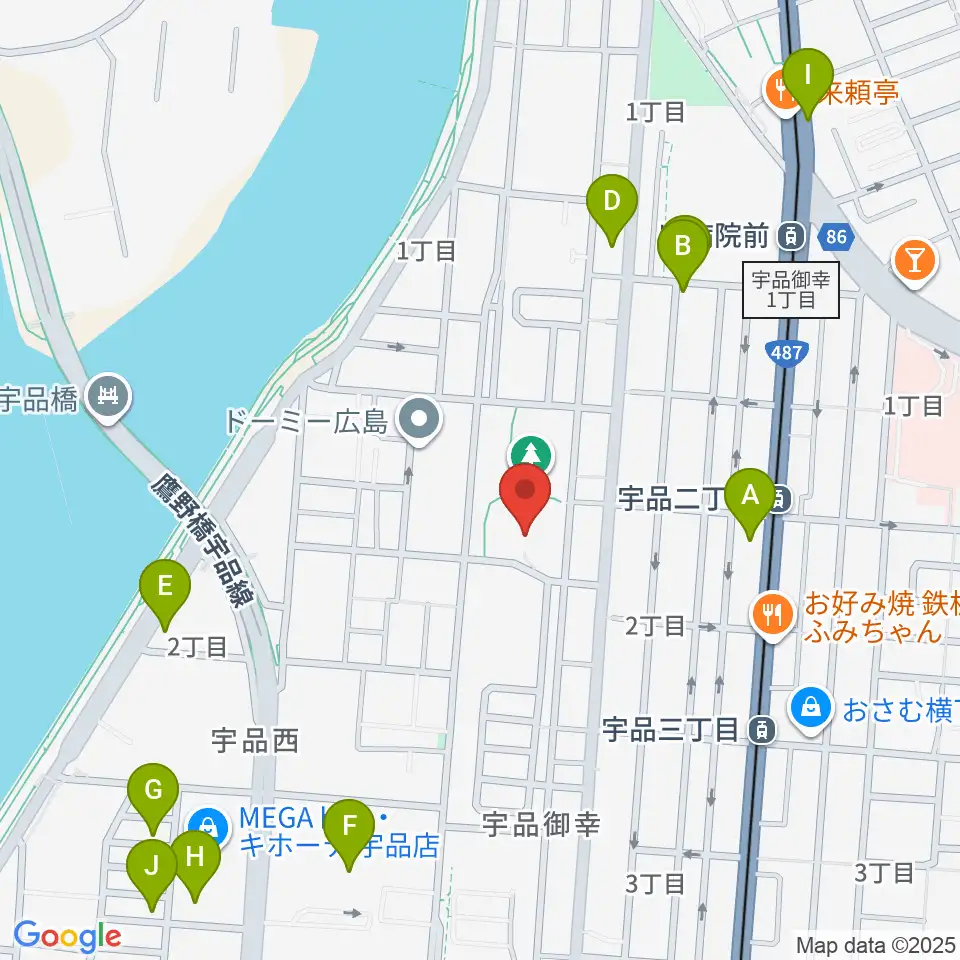 広島市郷土資料館周辺のカフェ一覧地図