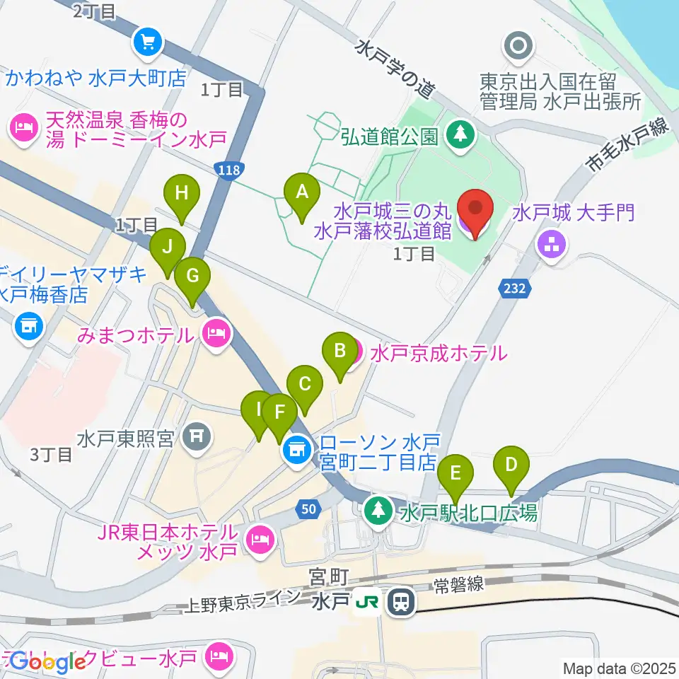 弘道館周辺のカフェ一覧地図