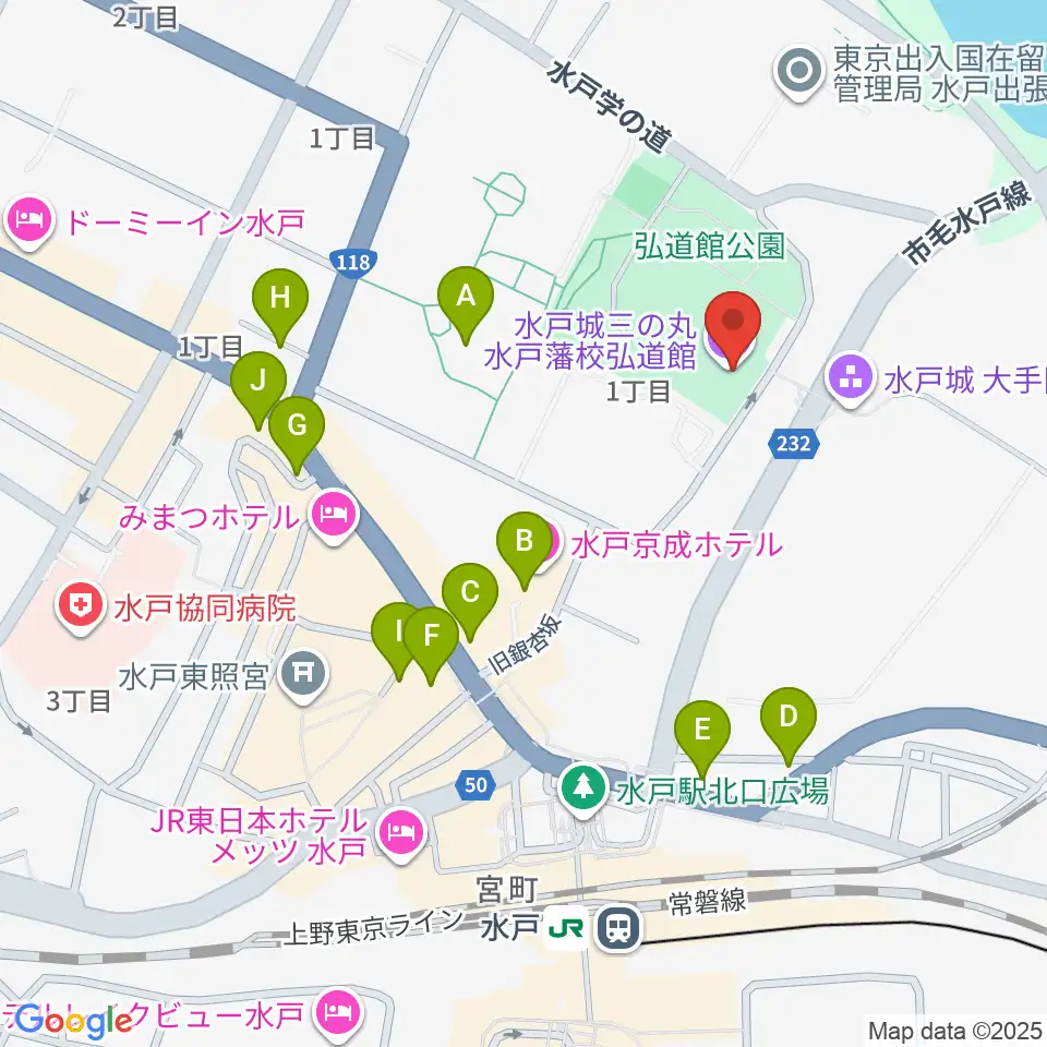 弘道館周辺のカフェ一覧地図