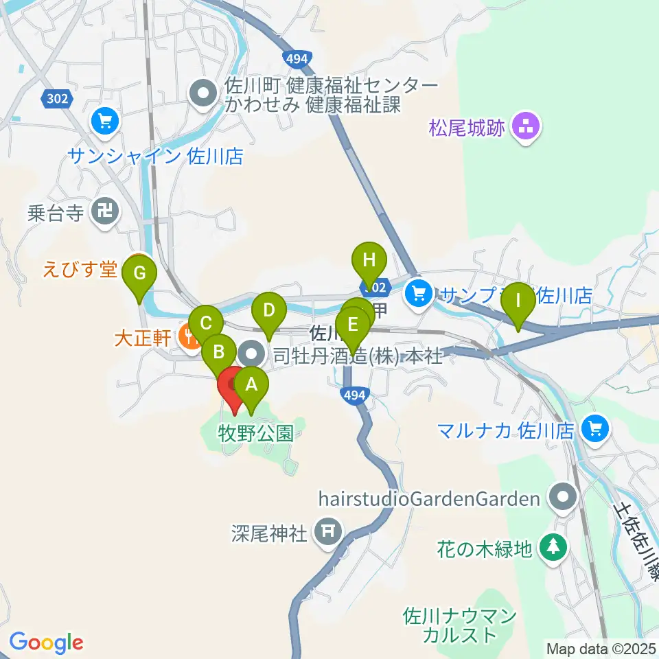 佐川町立青山文庫周辺のカフェ一覧地図