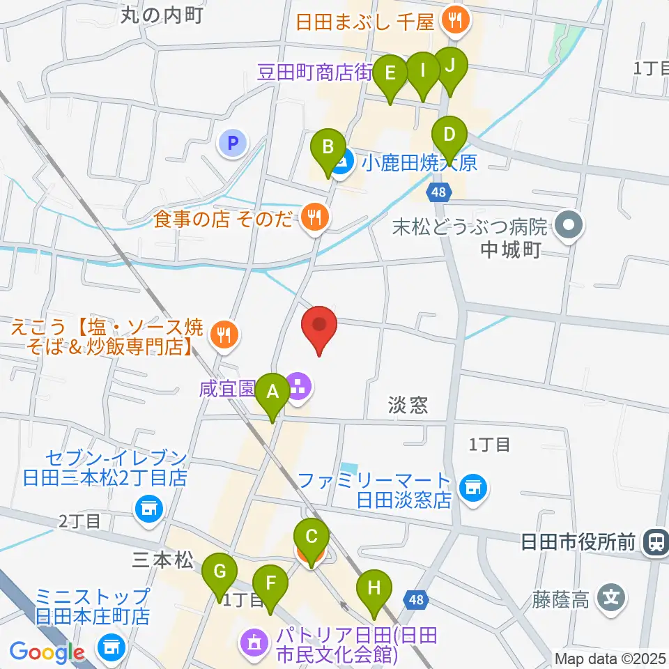 咸宜園教育研究センター周辺のカフェ一覧地図