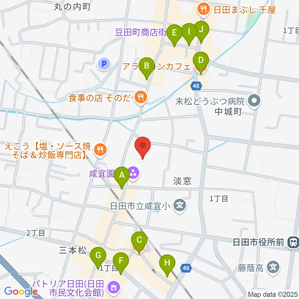 咸宜園教育研究センター周辺のカフェ一覧地図