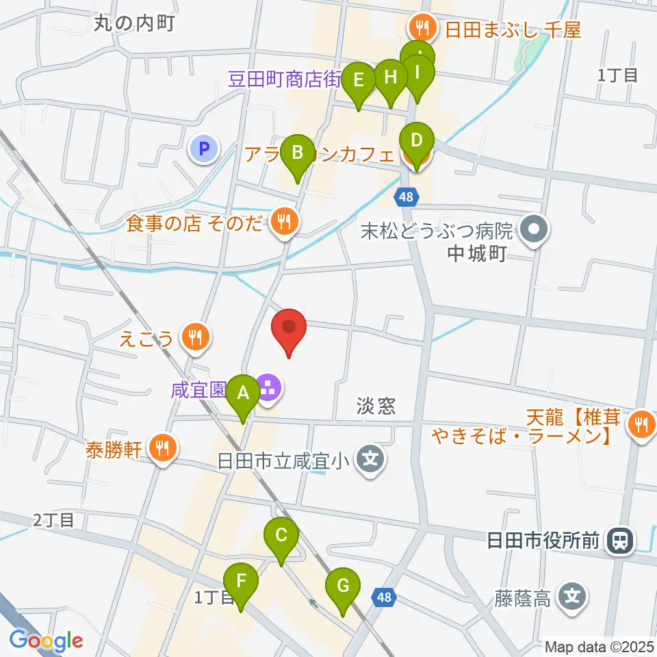 咸宜園教育研究センター周辺のカフェ一覧地図