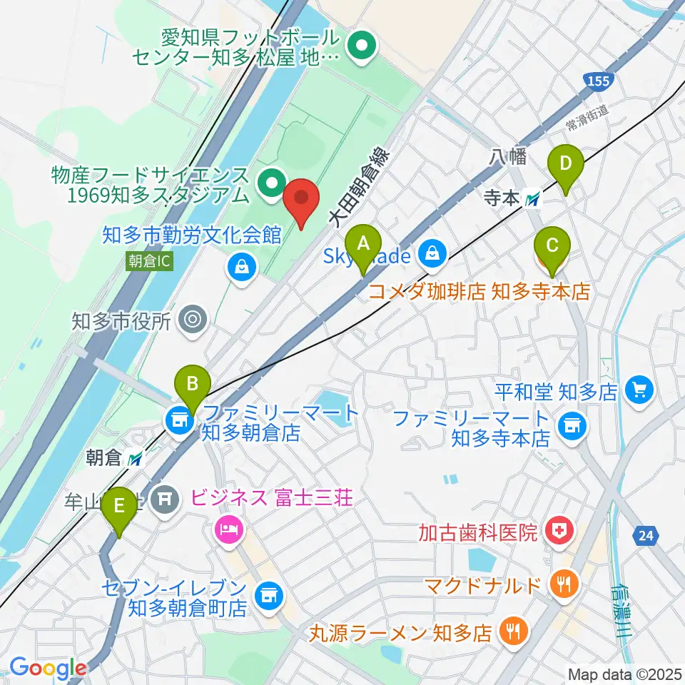 知多市歴史民俗博物館周辺のカフェ一覧地図