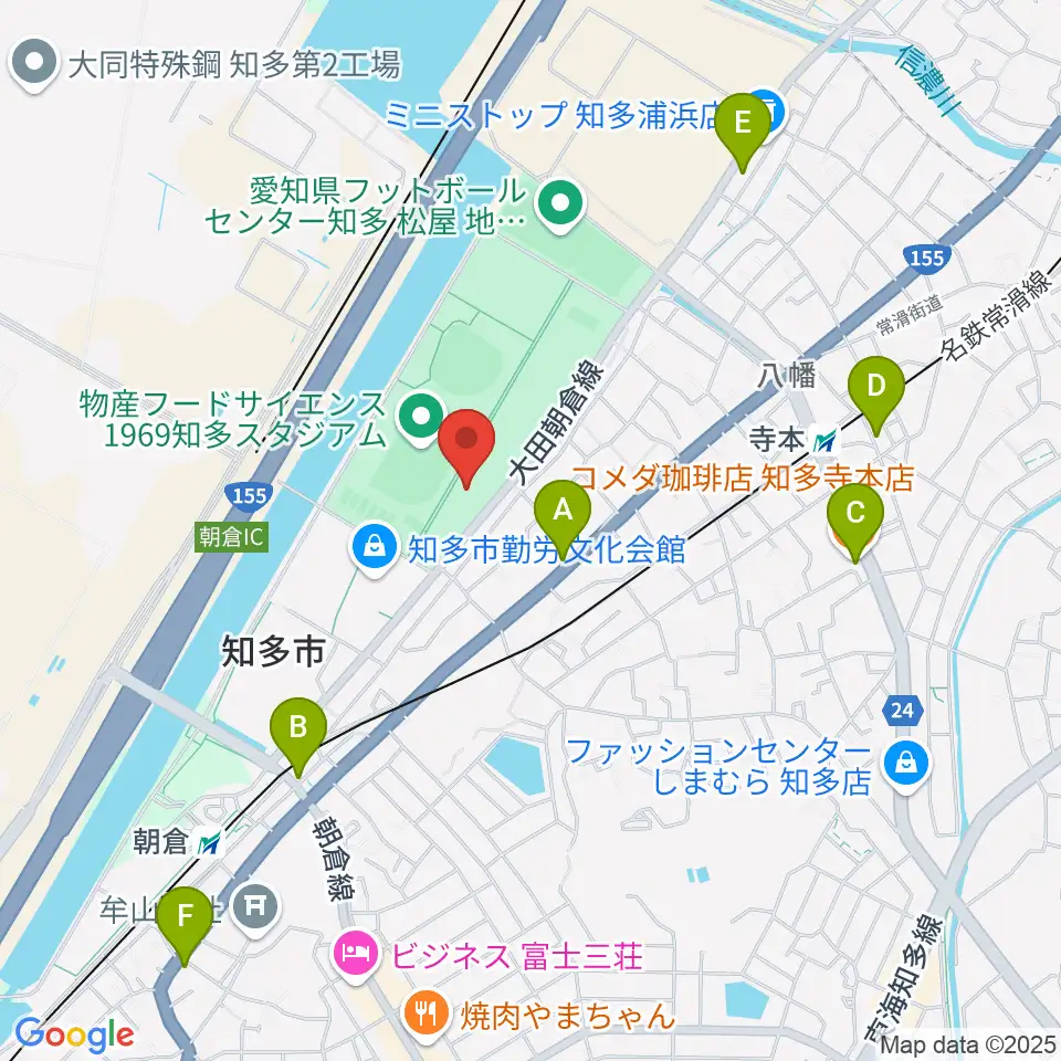 知多市歴史民俗博物館周辺のカフェ一覧地図
