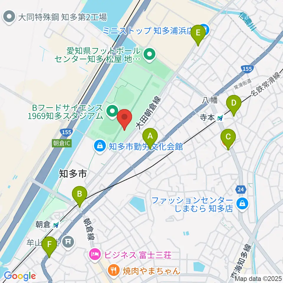 知多市歴史民俗博物館周辺のカフェ一覧地図