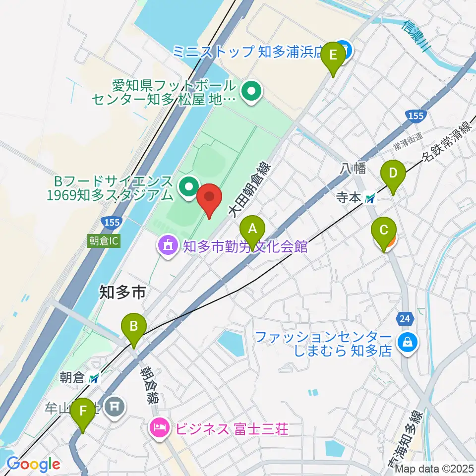 知多市歴史民俗博物館周辺のカフェ一覧地図