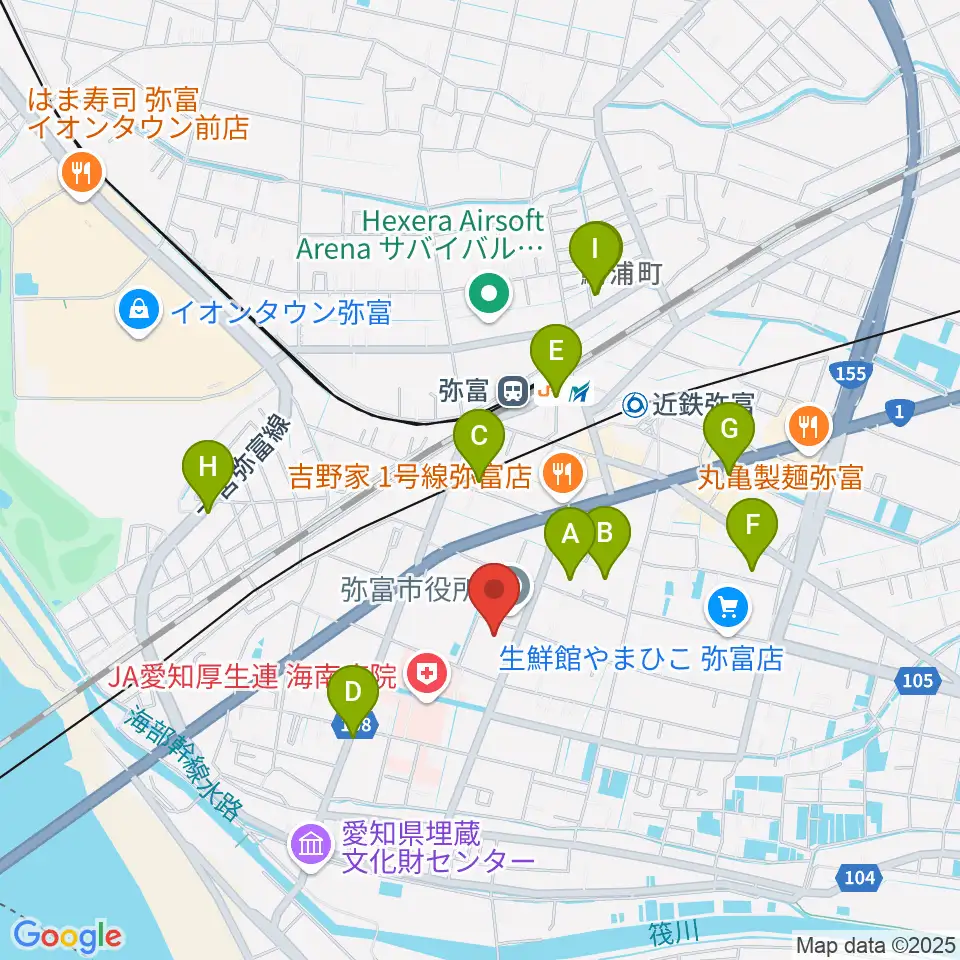 弥富市歴史民俗資料館周辺のカフェ一覧地図