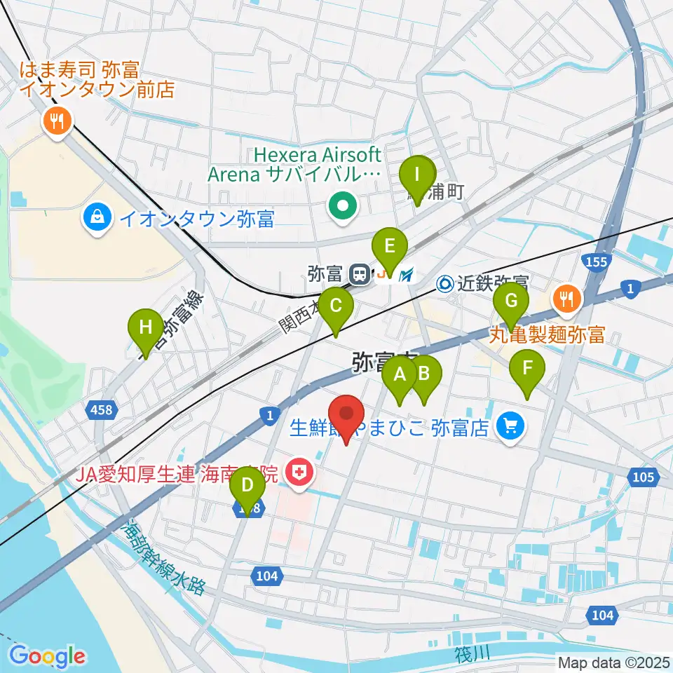 弥富市歴史民俗資料館周辺のカフェ一覧地図