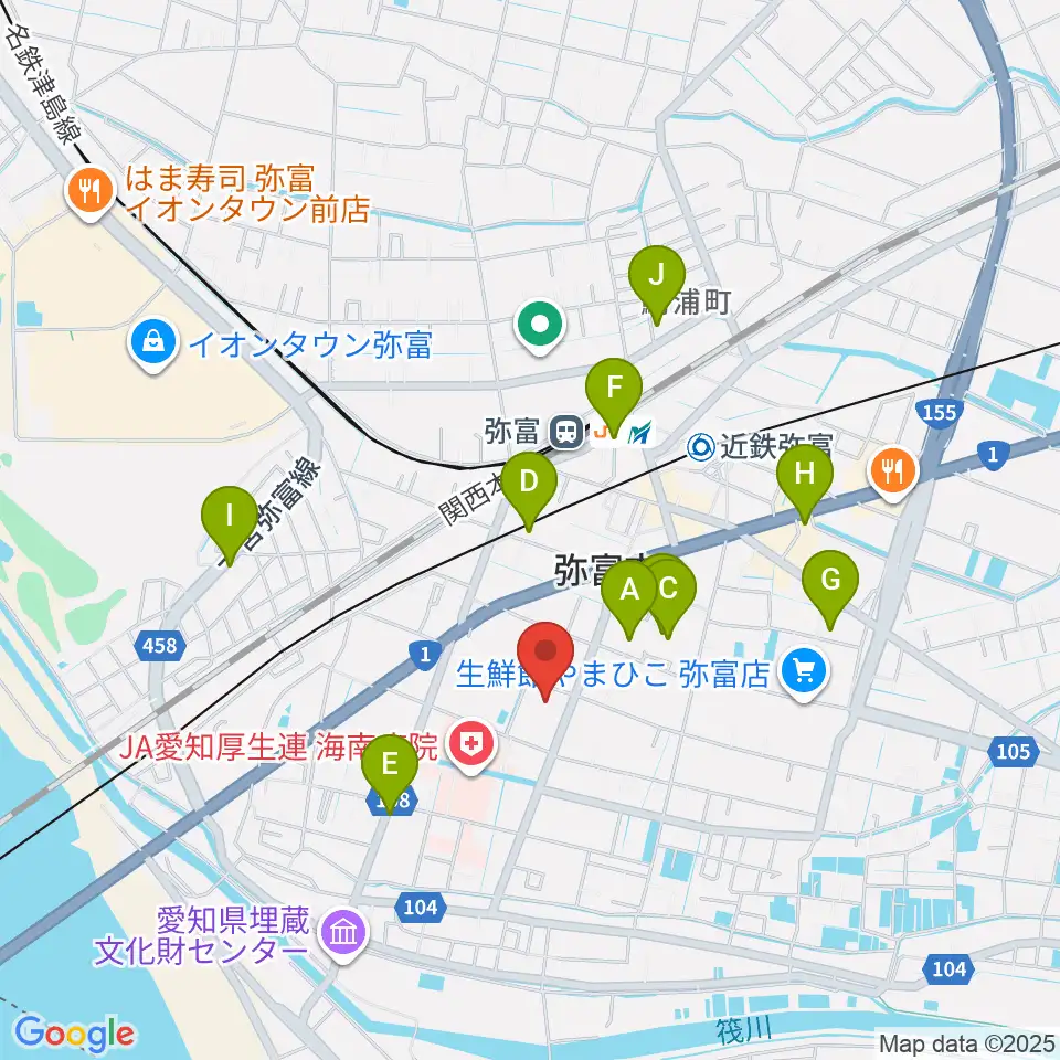 弥富市歴史民俗資料館周辺のカフェ一覧地図