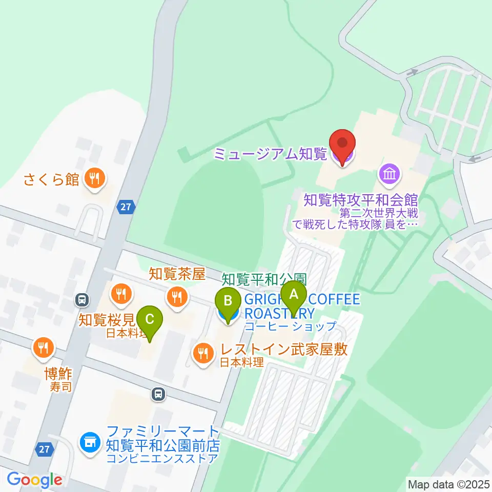 ミュージアム知覧周辺のカフェ一覧地図