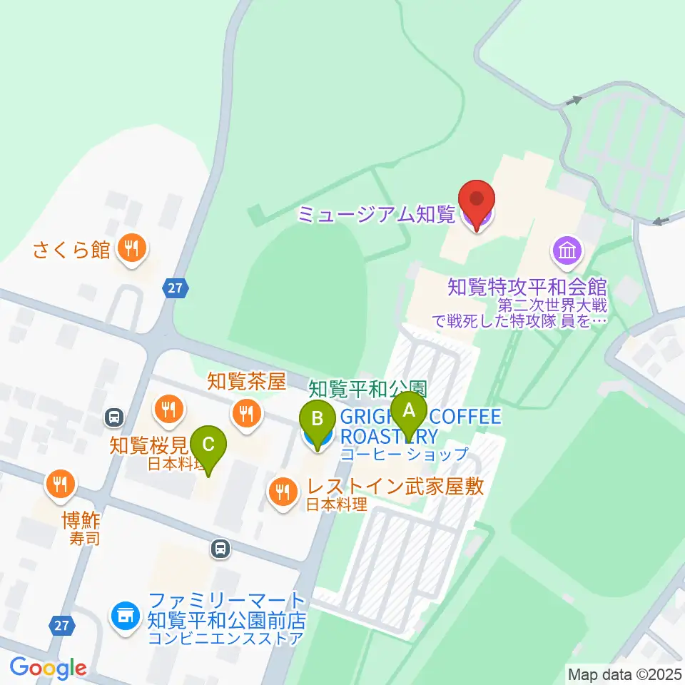 ミュージアム知覧周辺のカフェ一覧地図
