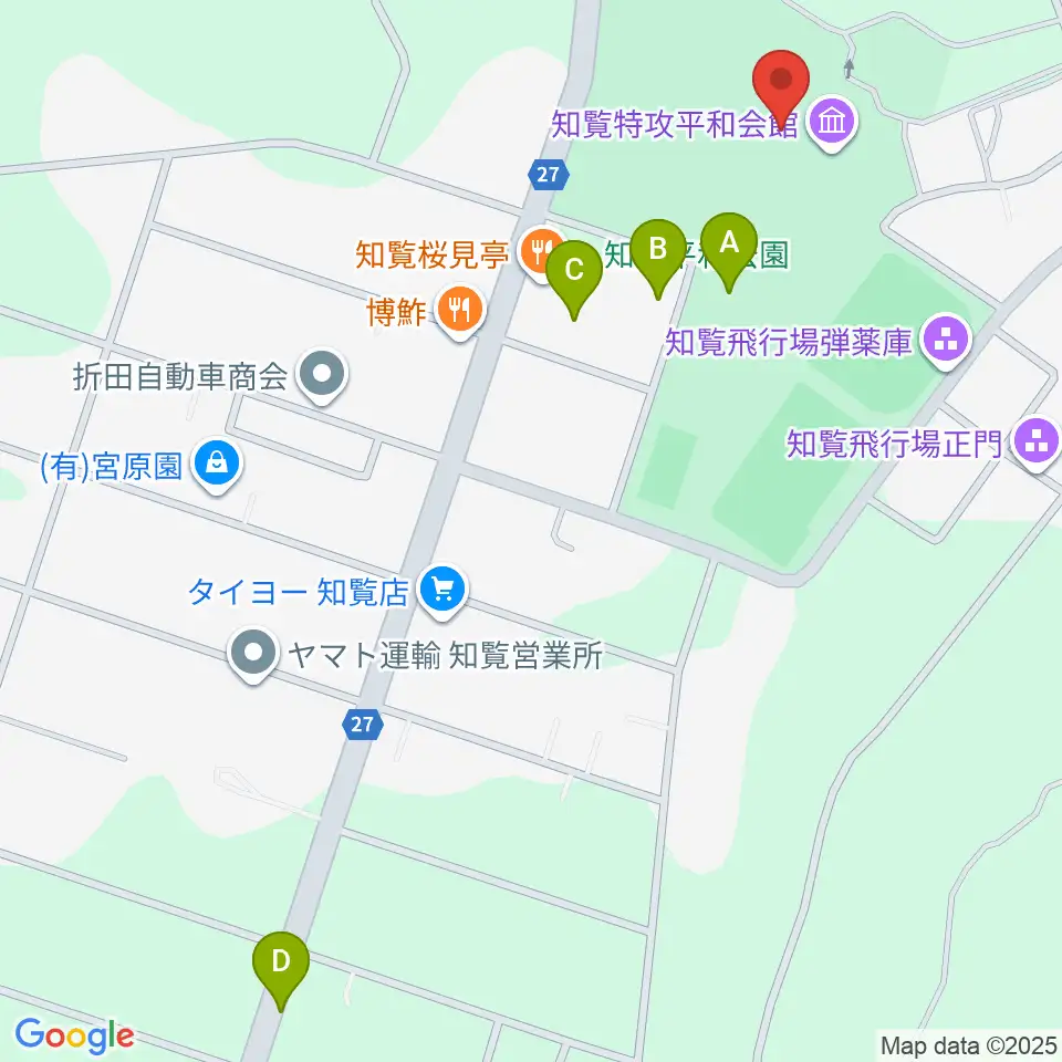 ミュージアム知覧周辺のカフェ一覧地図