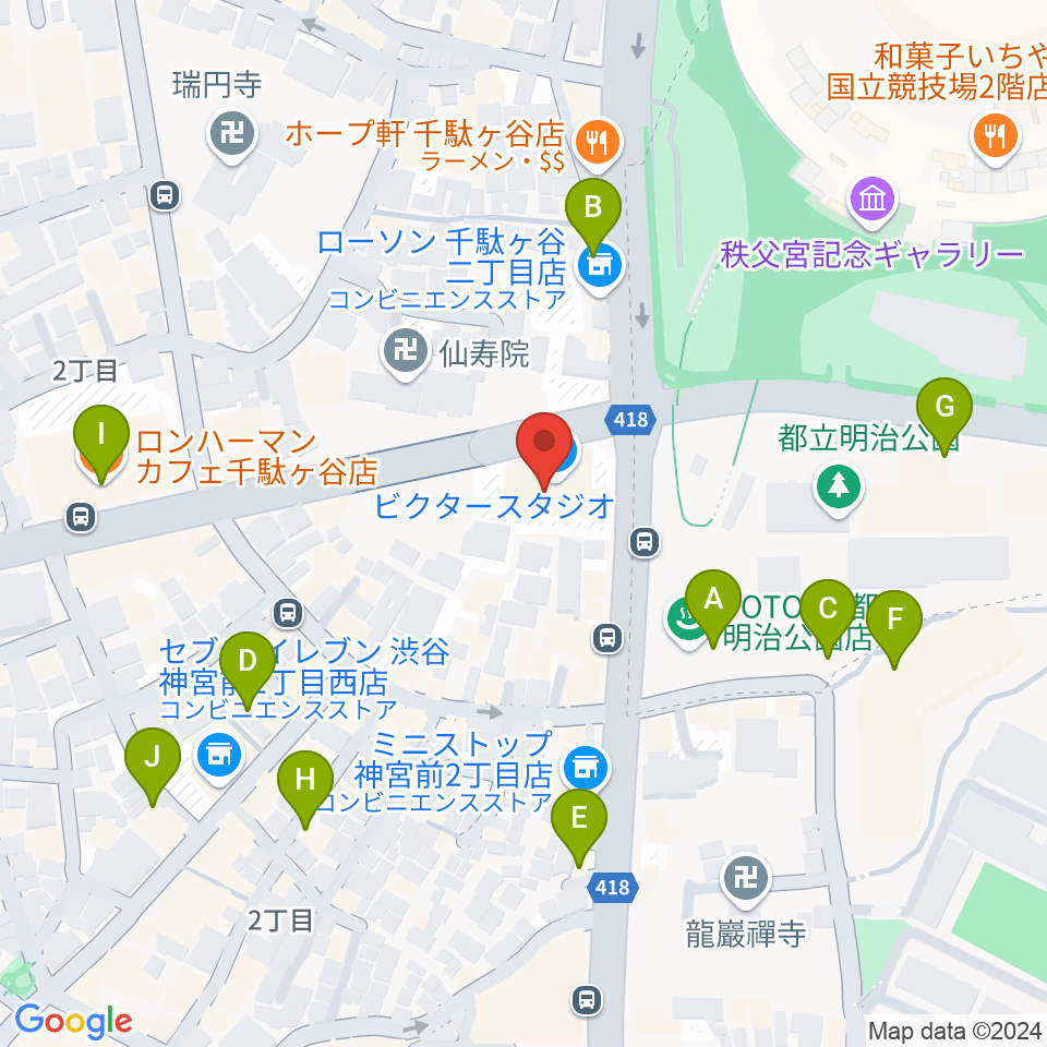 VICTOR STUDIO周辺のカフェ一覧地図