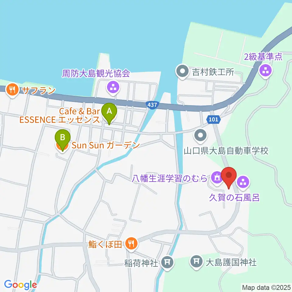 周防大島町久賀歴史民俗資料館周辺のカフェ一覧地図