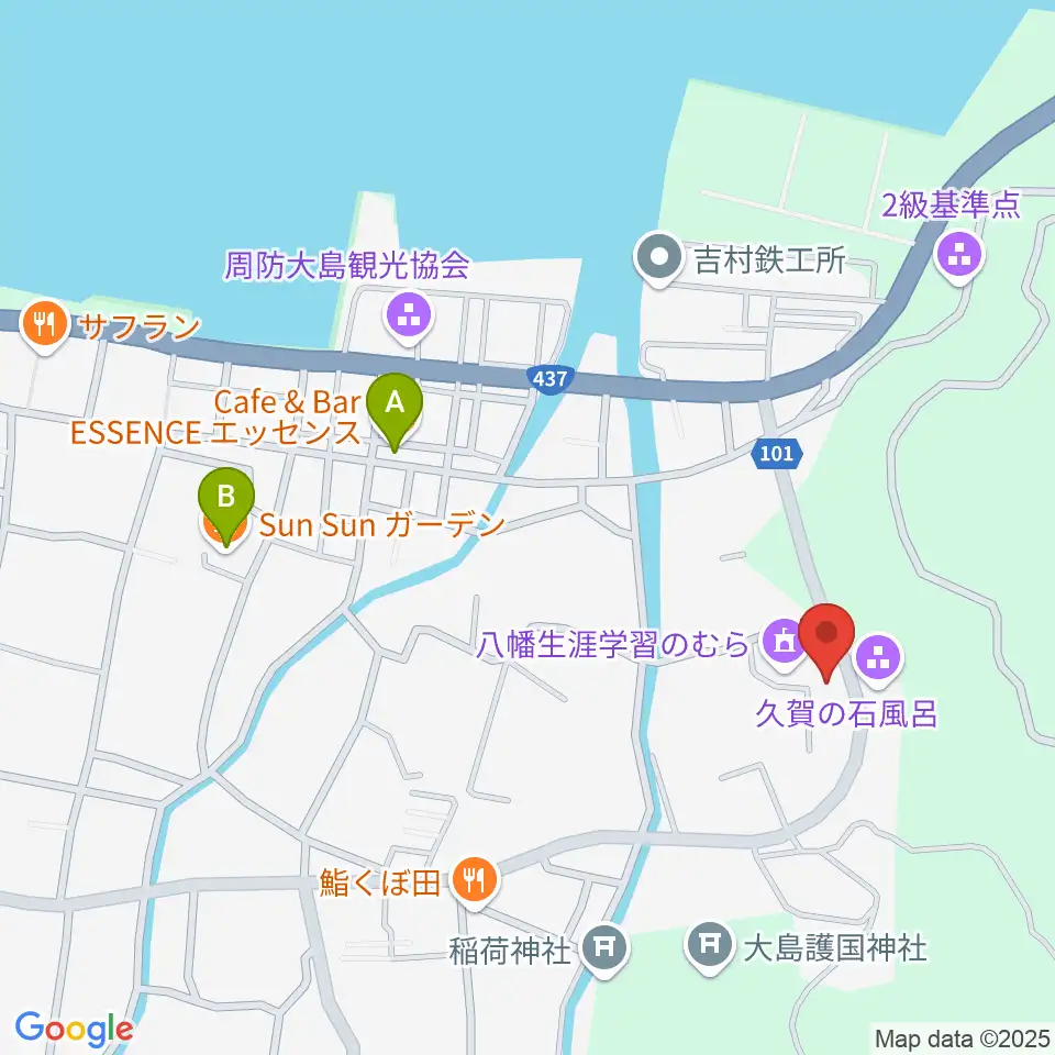 周防大島町久賀歴史民俗資料館周辺のカフェ一覧地図