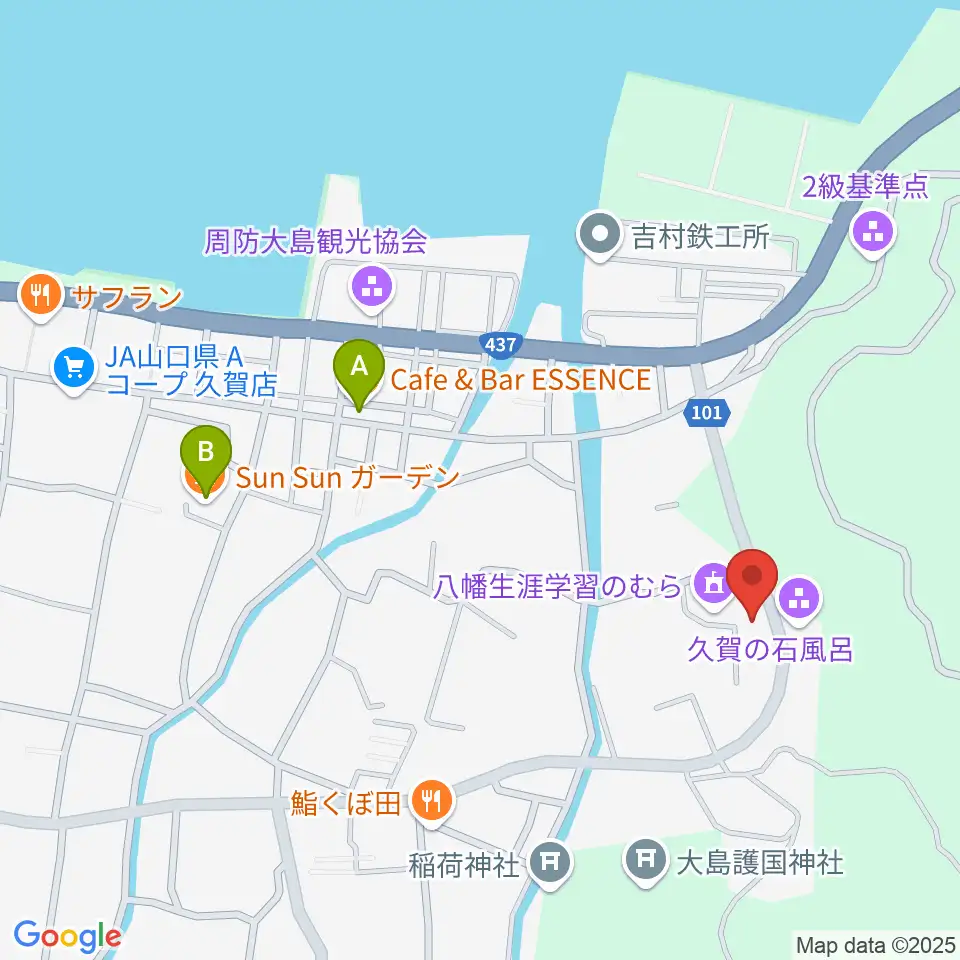 周防大島町久賀歴史民俗資料館周辺のカフェ一覧地図