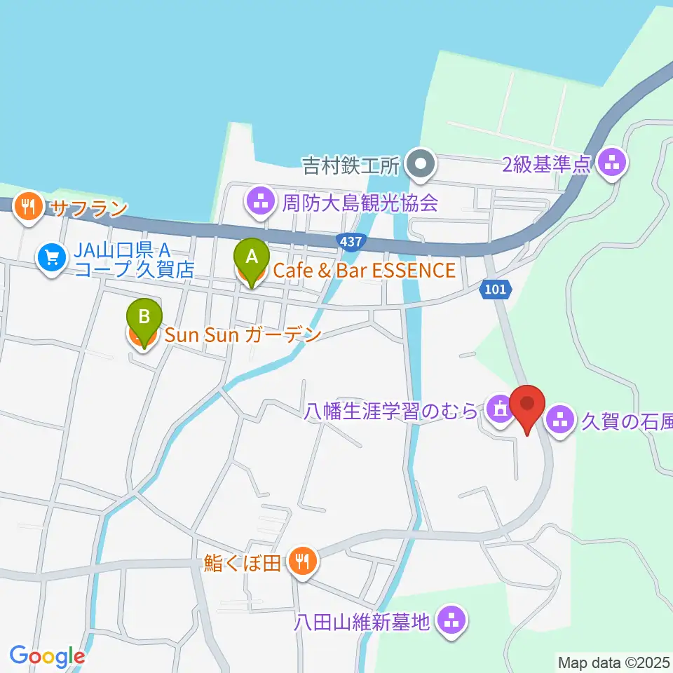 周防大島町久賀歴史民俗資料館周辺のカフェ一覧地図