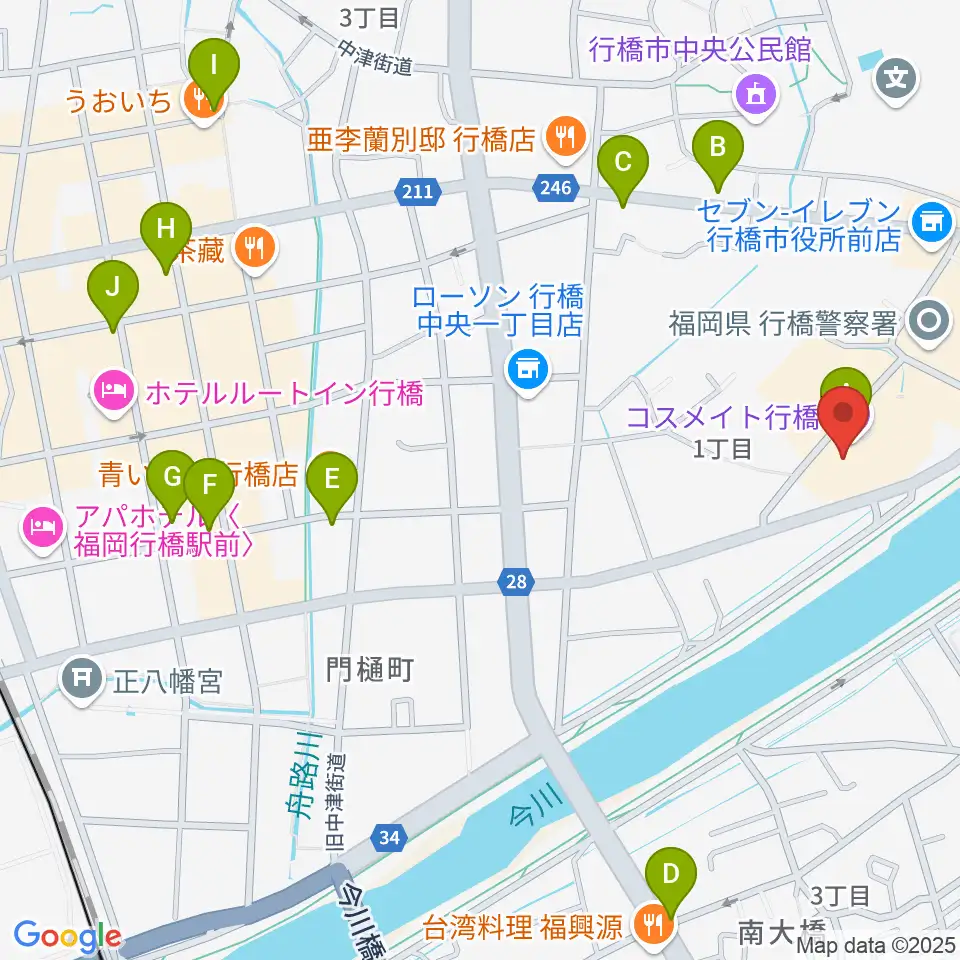 行橋市歴史資料館周辺のカフェ一覧地図