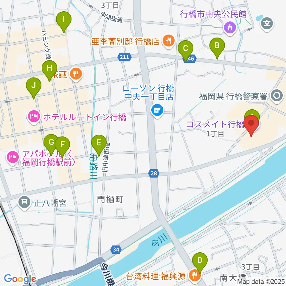 行橋市歴史資料館周辺のカフェ一覧地図