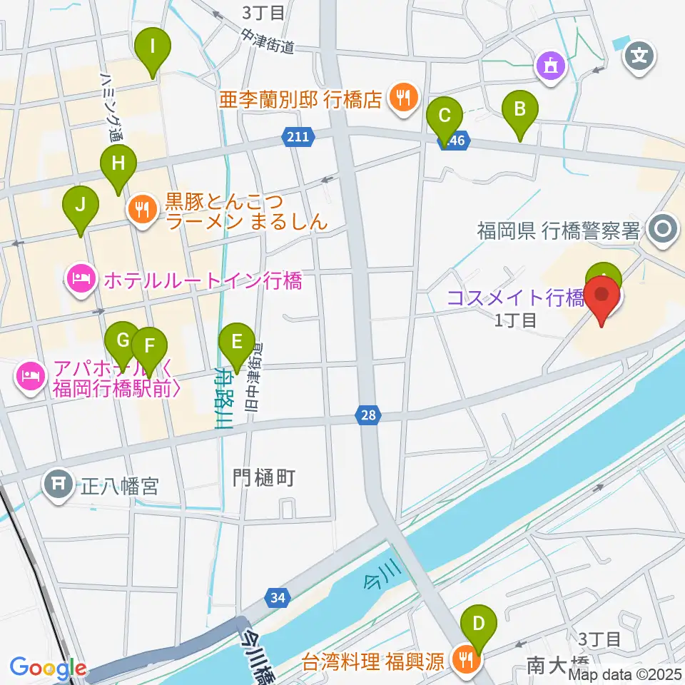 行橋市歴史資料館周辺のカフェ一覧地図