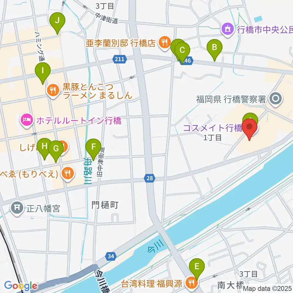 行橋市歴史資料館周辺のカフェ一覧地図