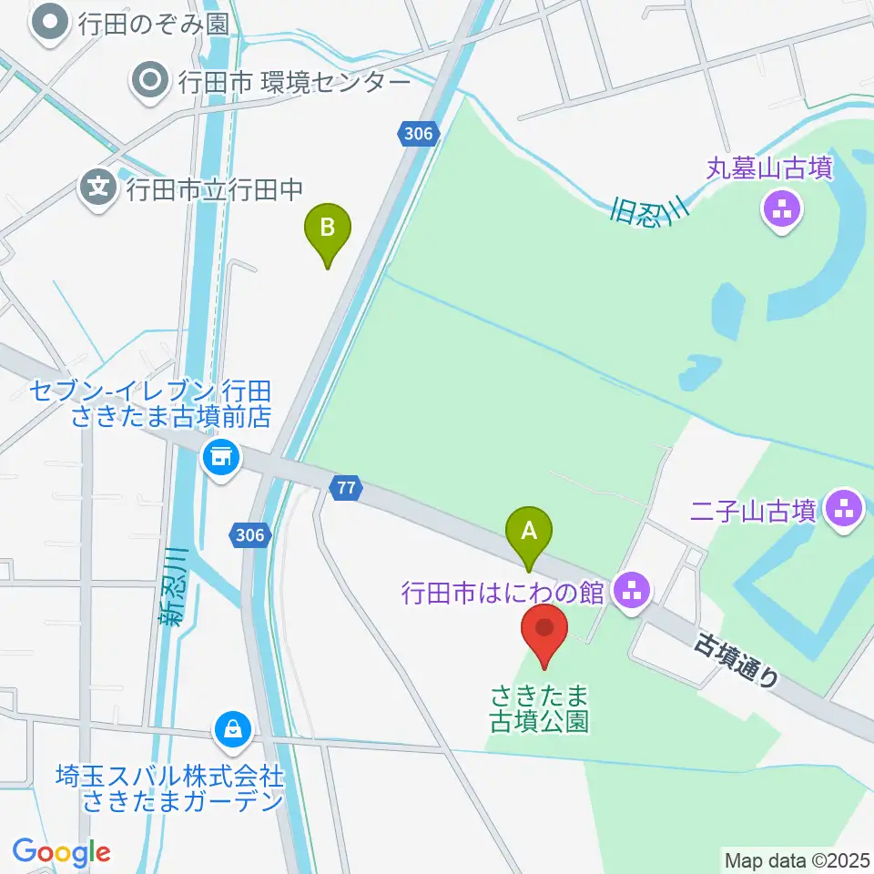埼玉県立さきたま史跡の博物館周辺のカフェ一覧地図