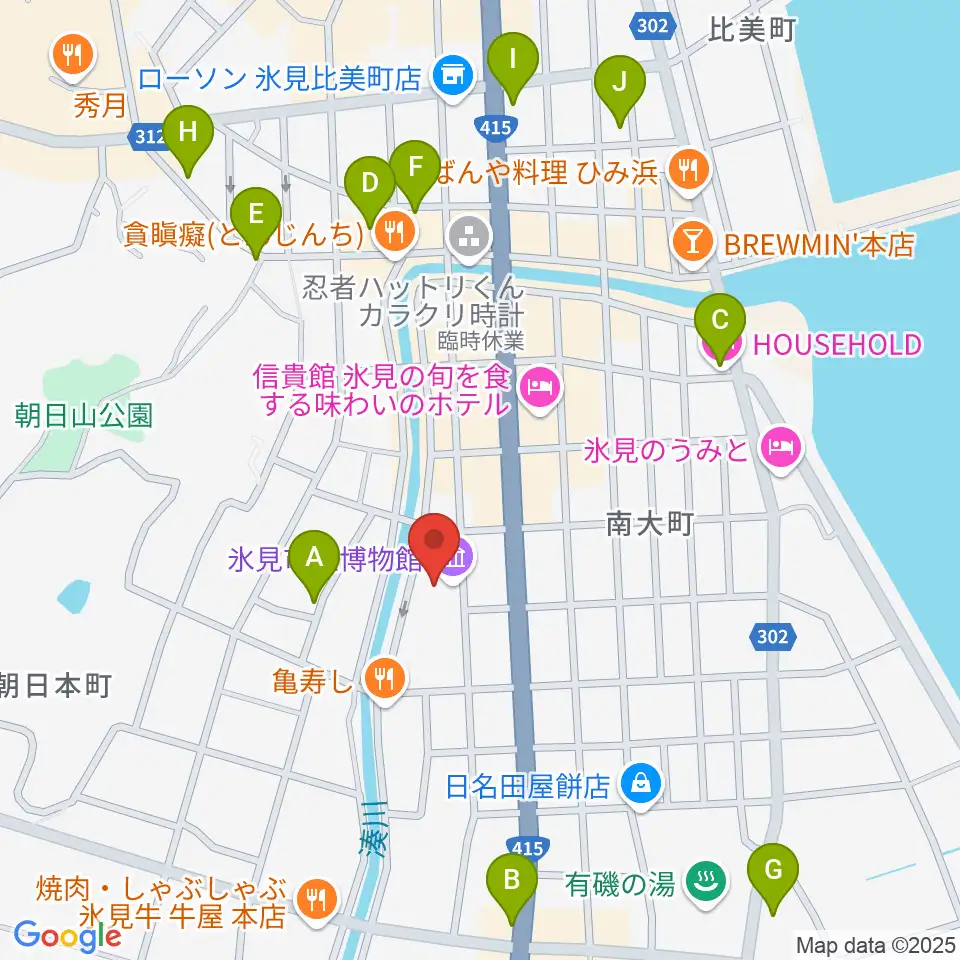 氷見市立博物館周辺のカフェ一覧地図