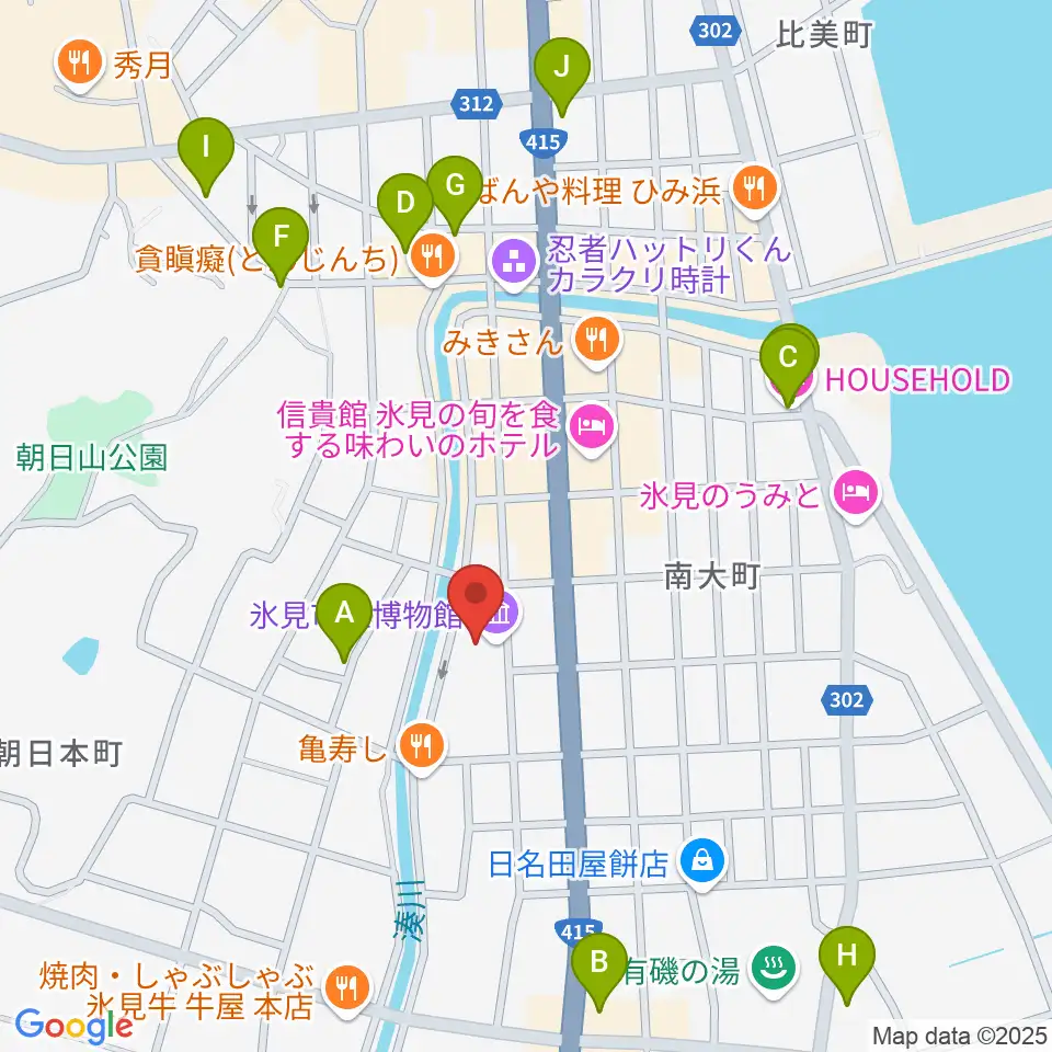 氷見市立博物館周辺のカフェ一覧地図