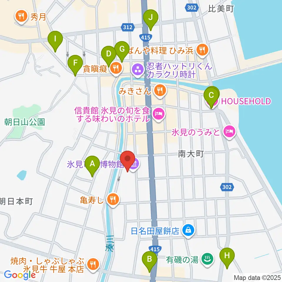氷見市立博物館周辺のカフェ一覧地図