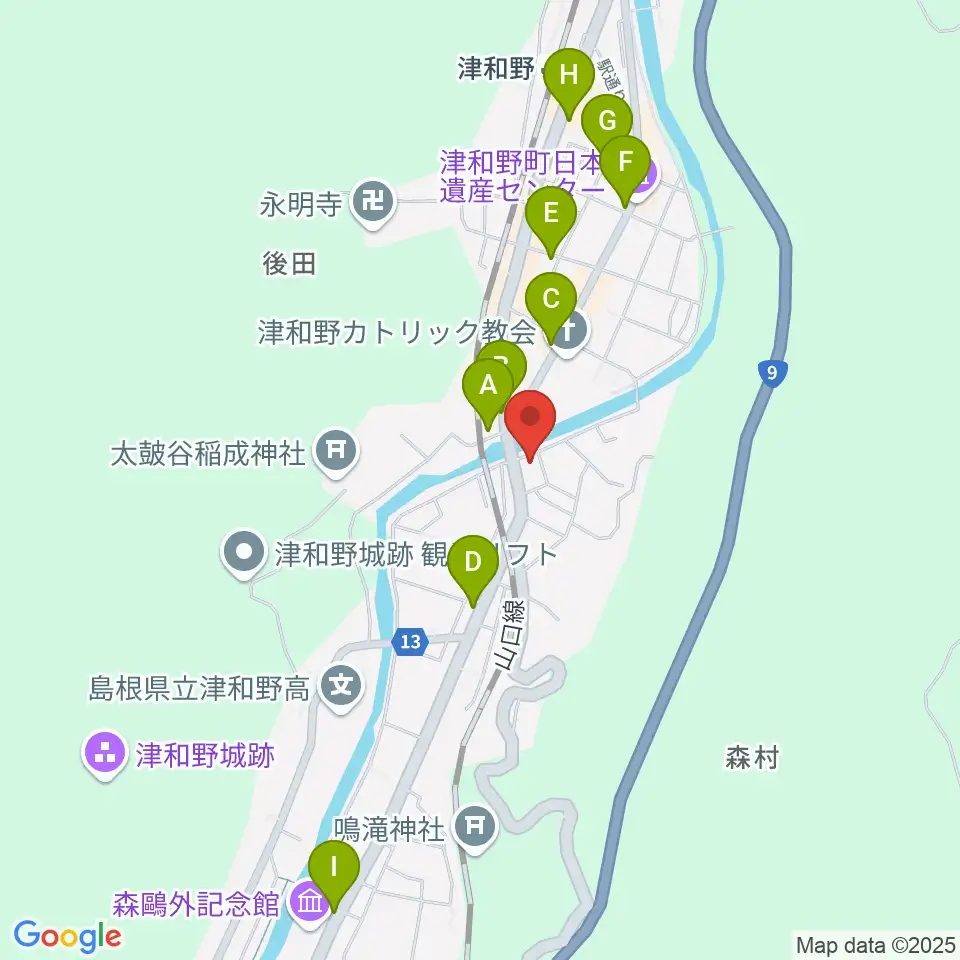 津和野町郷土館周辺のカフェ一覧地図